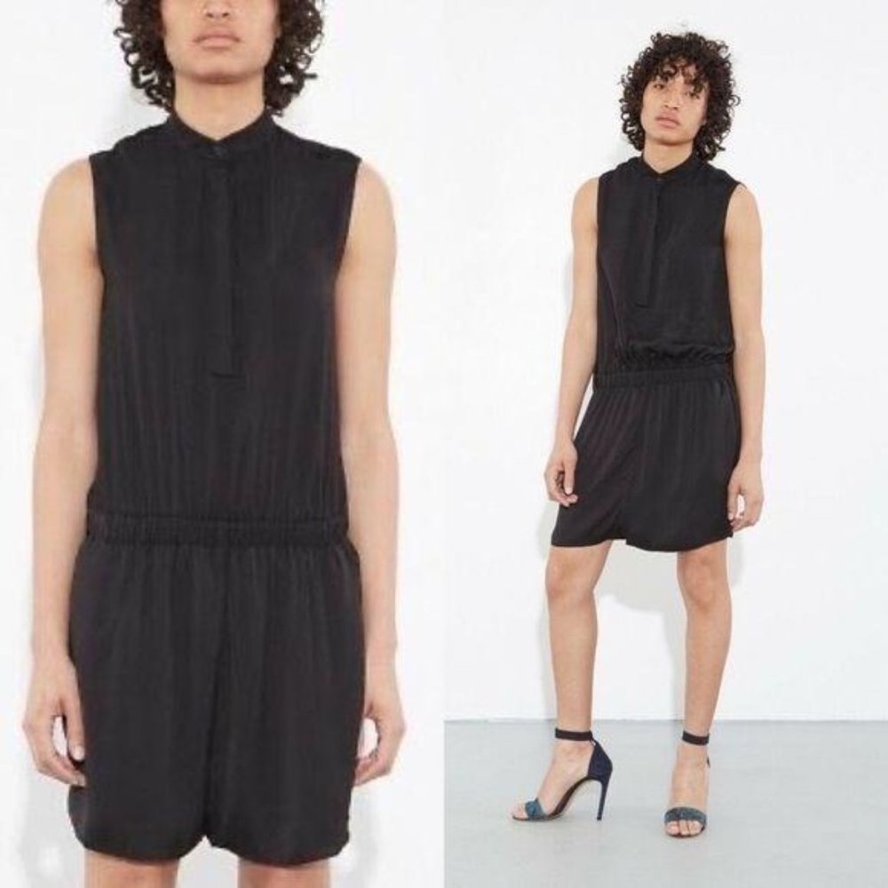 OAK NYC Draped Mandarin Collar Open Back Dress Min